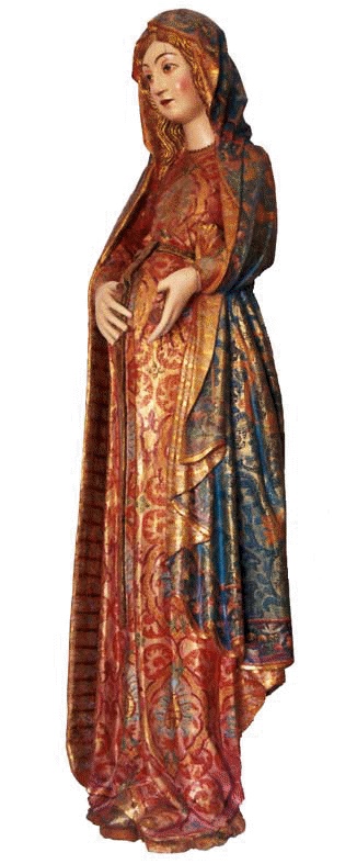 Virgen de la Esperanza.Taller madrileño de Belloso. Escultura gótica del siglo XIV de autor desconocido. Martes Santo: Procesión del Rosario dela Soledad